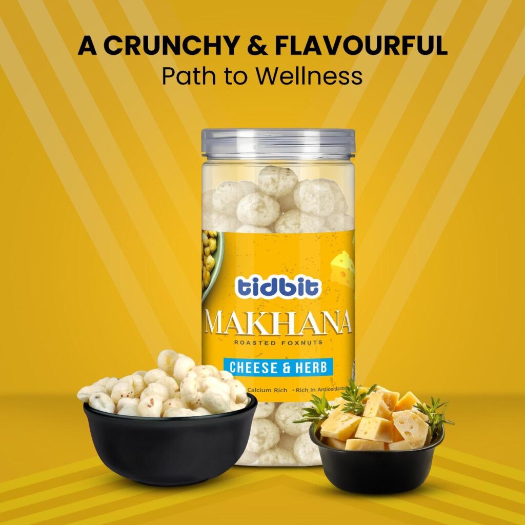 TIDBIT Roasted and Flavoured Makhana 90 gm (Pack Of 1, Cheese & Herb)