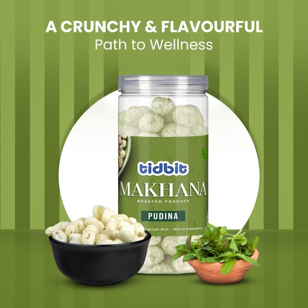 TIDBIT Roasted and Flavoured Makhana  90 gm (Pack Of 1, Pudina)