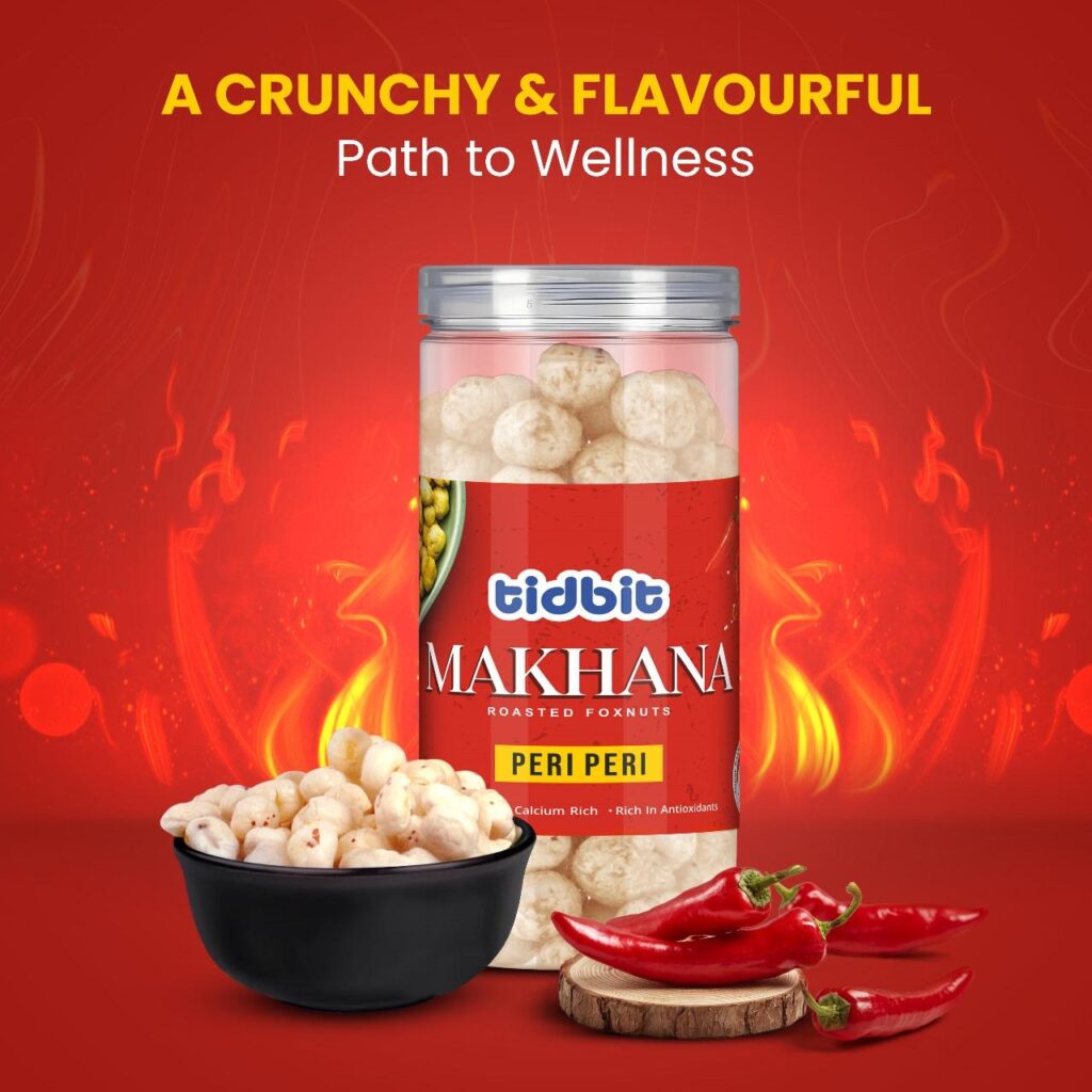 TIDBIT Roasted and Flavoured Makhana 90 gm (Pack Of 1, Peri Peri)